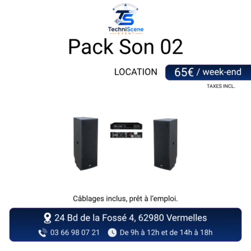 Pack son passif à louer - 2 enceintes Vibe 30 colonne et rack d'amplification - XXL Live
