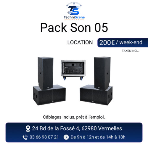 Pack son passif à louer - 2 enceintes Vibe 30 colonne, 2 caissons de basse RS 218 et rack d'amplification flight case - XXL Live