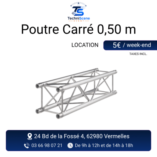 Location poutre truss carrée aluminium 0,50 m - élément de structure modulable pour grill et portique d'éclairage - XXL Live