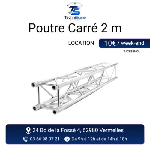 Location poutre truss carrée aluminium 2 m - élément de structure modulable pour grill et portique d'éclairage - XXL Live