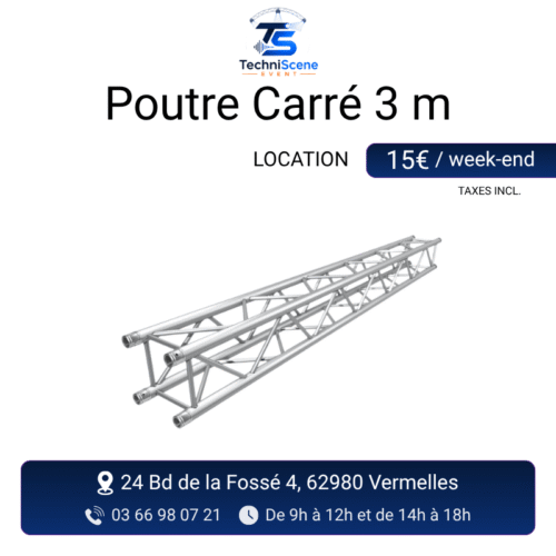 Location poutre truss carrée aluminium 3 m - élément de structure modulable pour grill et portique d'éclairage - XXL Live
