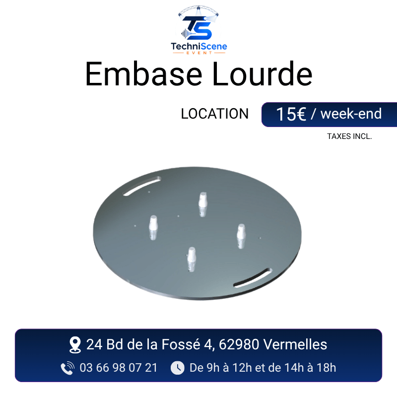 Location embase lourde ronde acier pour truss - pied de base renforcé pour structure de grill et portique d'éclairage - XXL Live