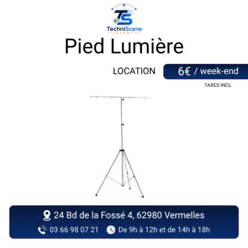 Location pied lumière trépied avec barre en T - support pour projecteurs et éclairage scénique - XXL Live