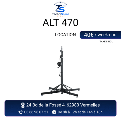 Location pied de levage professionnel ALT 470 à treuil - support grande hauteur pour structure truss et éclairage scénique - XXL Live