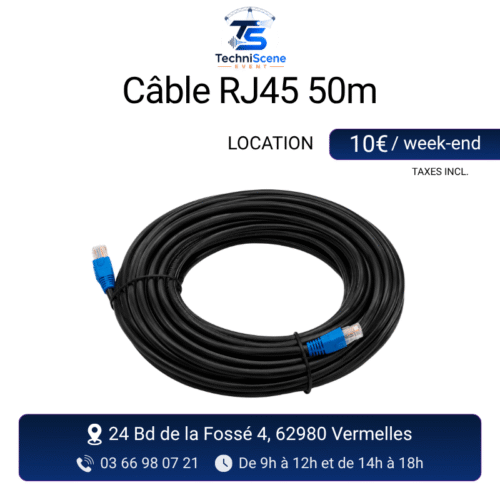 location câble RJ45 50m événement
