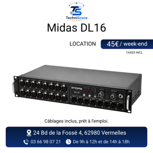 location stagebox Midas DL16 événement