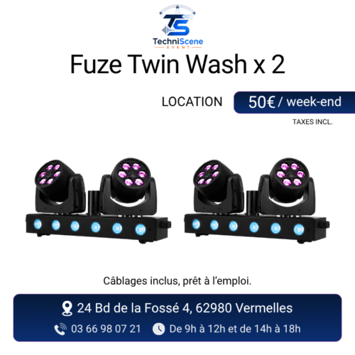 location lyre Fuze Twin Wash événement