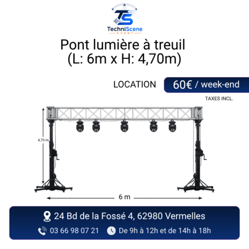 location pont lumière treuil 6m